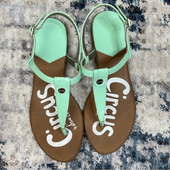 Sam Edelman Circus Cayden Sea Foam Green Business Casual Coastal Beach Sandals 7 - Picture 2 of 13
